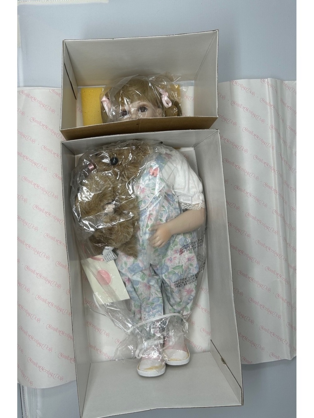 Hamilton Collection Jennifer Heritage Porcelain Doll Jane Zidjunas Puppy 1990